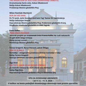 ABONMA ZA ODRASLE SEZONA 20262027 ABONMA PREMIERA ABONMA IZVEN(1) VPIS V ODRASLI ABONMA 2026/2027 v Mestnem gledališču Ptuj